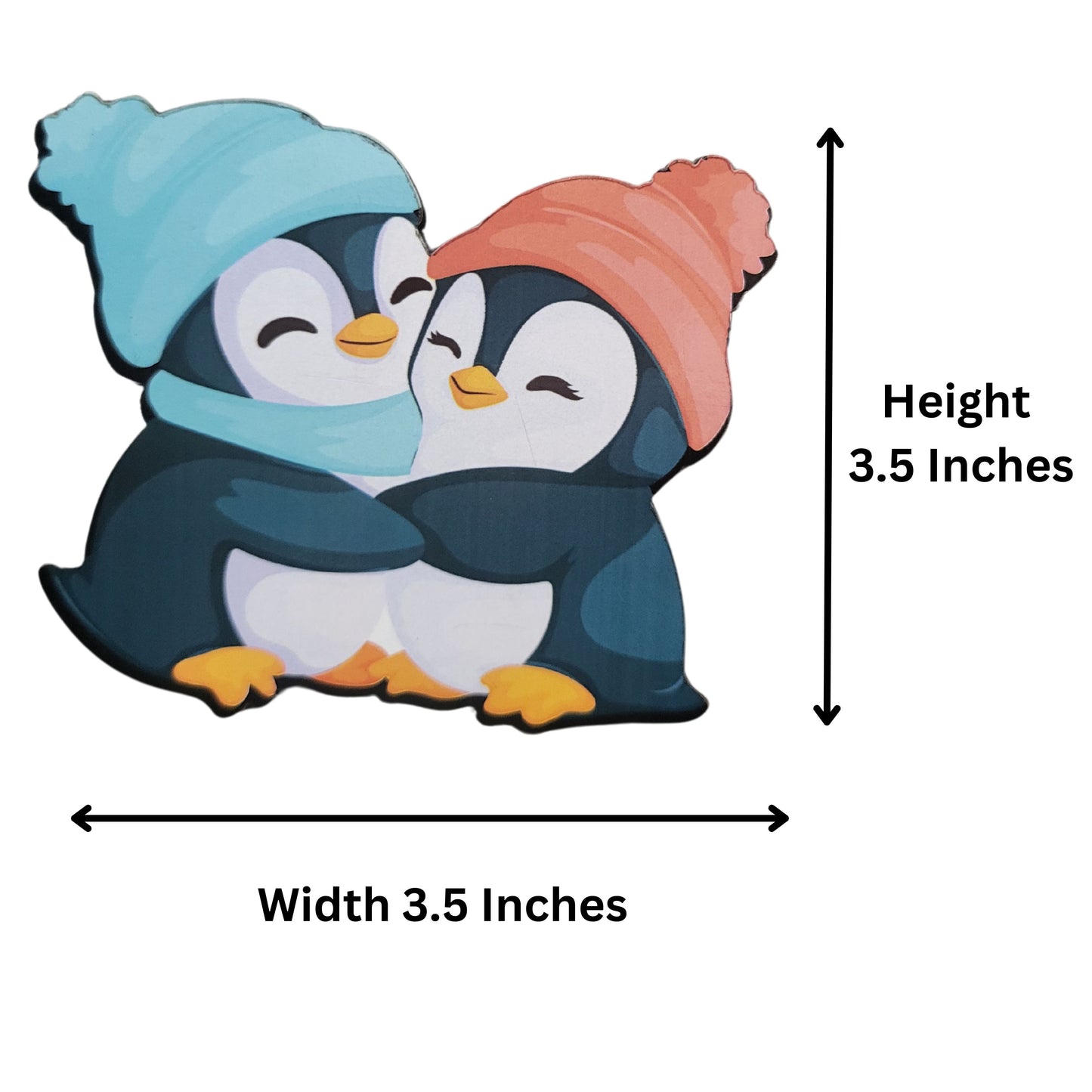 Moderange Cute Penguin MDF Fridge Magnet – Wildlife-Inspired ‘You and Me’ Design | Stylish Home Décor Item