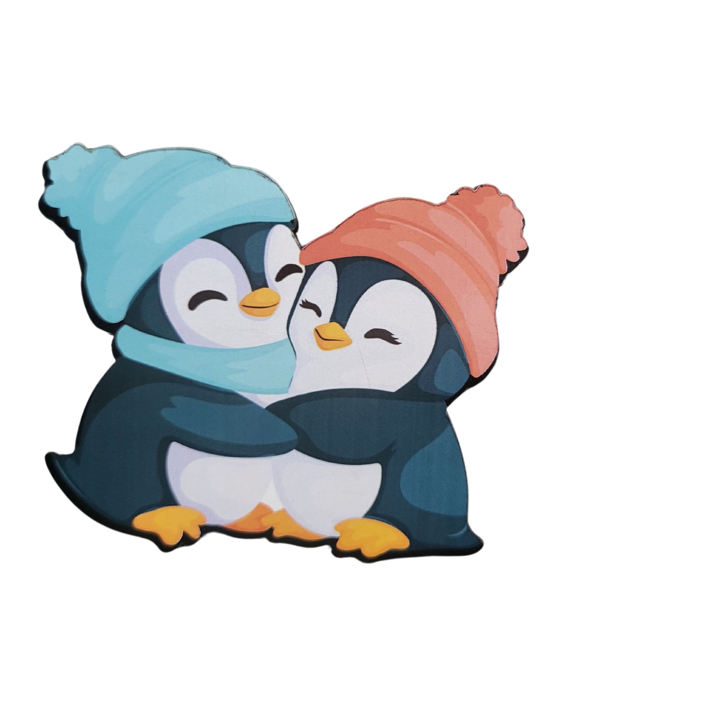 Moderange Cute Penguin MDF Fridge Magnet – Wildlife-Inspired ‘You and Me’ Design | Stylish Home Décor Item