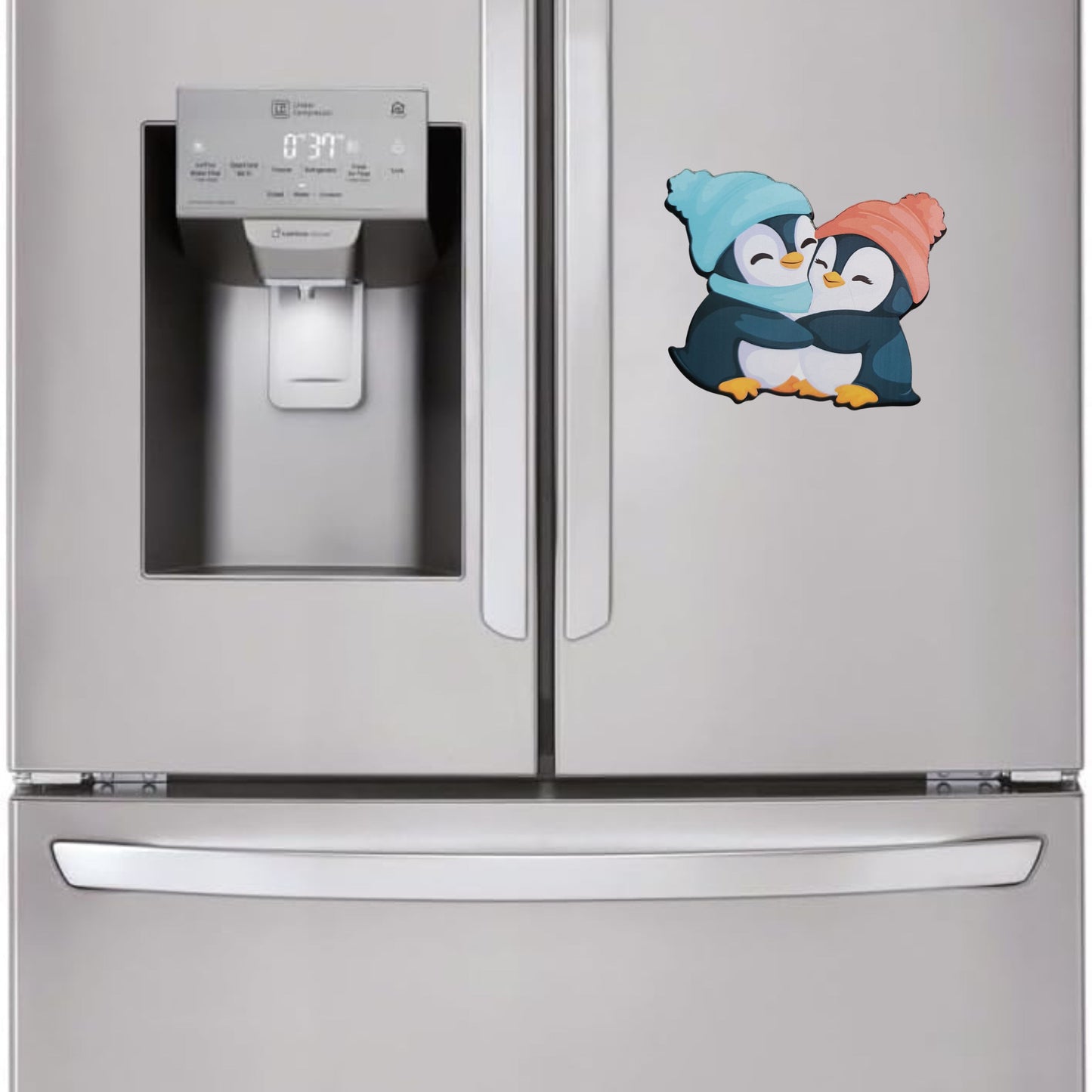 Moderange Cute Penguin MDF Fridge Magnet – Wildlife-Inspired ‘You and Me’ Design | Stylish Home Décor Item