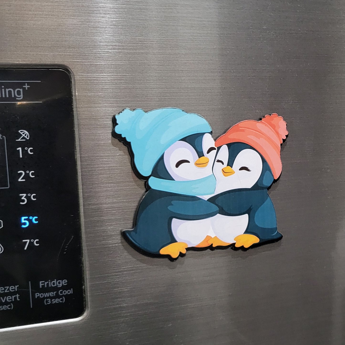 Moderange Cute Penguin MDF Fridge Magnet – Wildlife-Inspired ‘You and Me’ Design | Stylish Home Décor Item