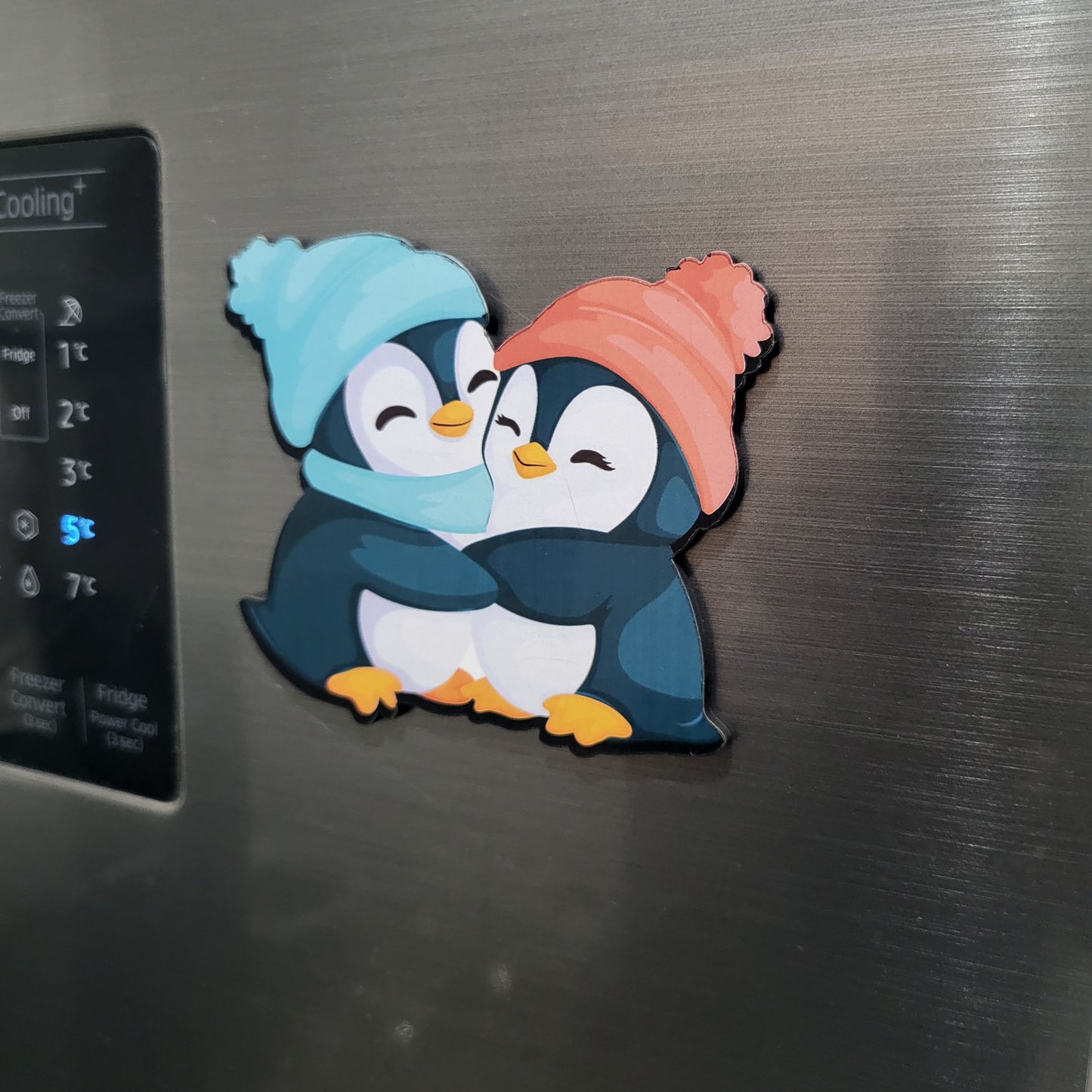 Moderange Cute Penguin MDF Fridge Magnet – Wildlife-Inspired ‘You and Me’ Design | Stylish Home Décor Item