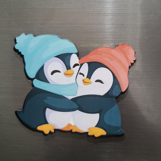Moderange Cute Penguin MDF Fridge Magnet – Wildlife-Inspired ‘You and Me’ Design | Stylish Home Décor Item