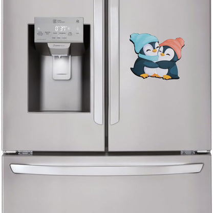 Moderange Cute Penguin MDF Fridge Magnet – Wildlife-Inspired ‘You and Me’ Design | Stylish Home Décor Item