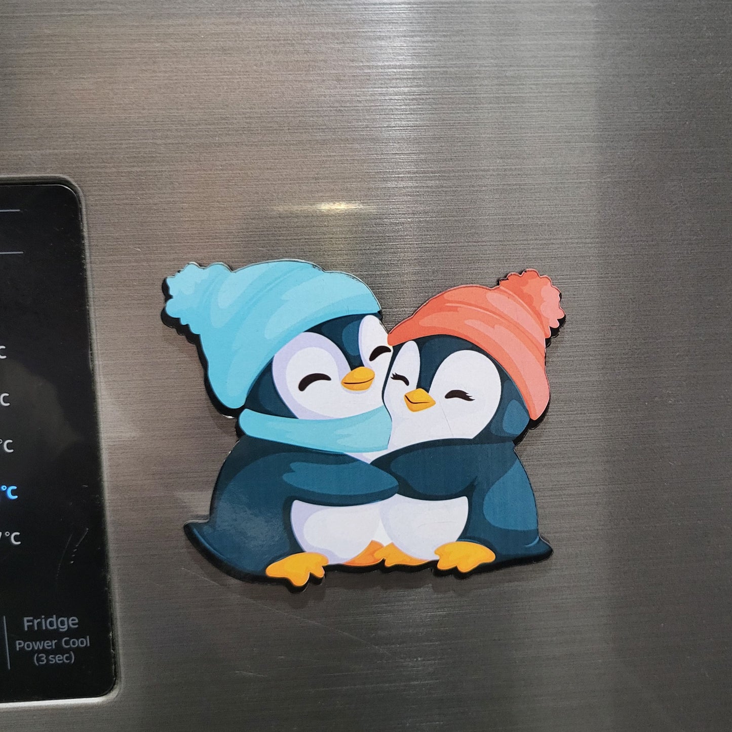 Moderange Cute Penguin MDF Fridge Magnet – Wildlife-Inspired ‘You and Me’ Design | Stylish Home Décor Item