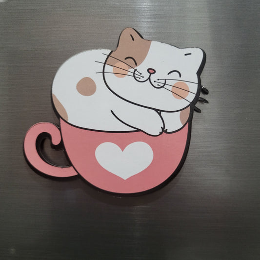 Moderange Cute Cat MDF Fridge Magnet for Cat Lovers & Pet Lovers | Adorable Home Decor Item for Kitchen & Office