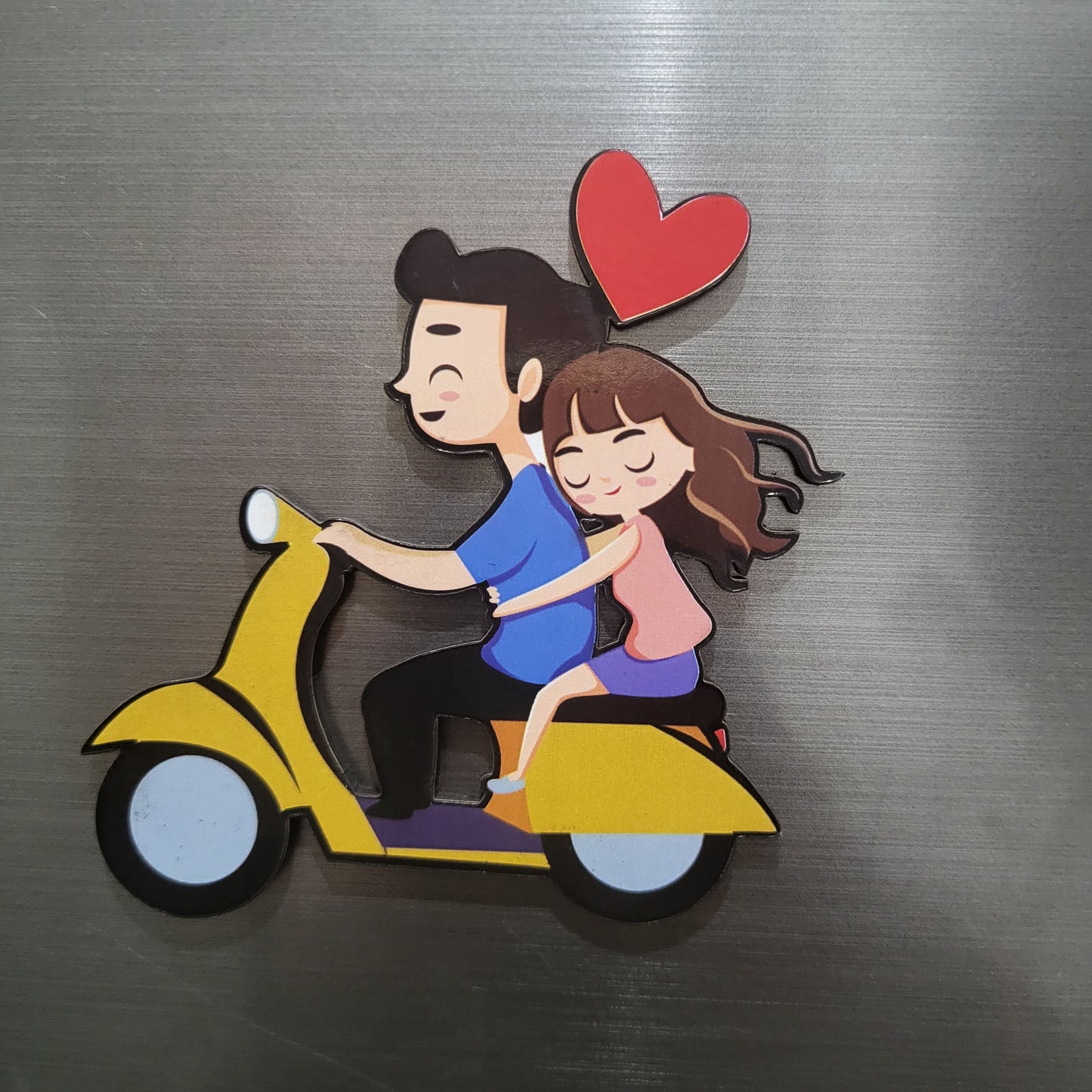 Rider couple MDF Fridge magnet,  a thoughtful couple gift, birthday gift, anniversary gift, or a special gift for bike-loving couples who appreciate unique decor.