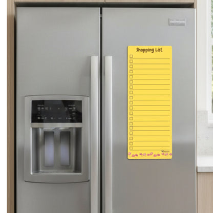 Magnetic Shopping List Fridge Magnet with Full Back Magnet | Magnetic Pen with Duster | Grocery List, to-Do List | Notes | for Home and Office (Yellow Color)