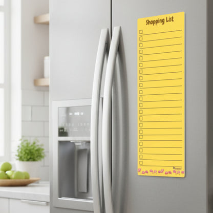Magnetic Shopping List Fridge Magnet with Full Back Magnet | Magnetic Pen with Duster | Grocery List, to-Do List | Notes | for Home and Office (Yellow Color)