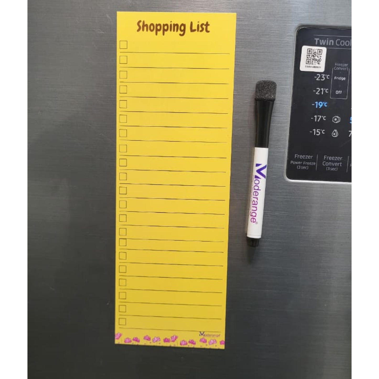 Magnetic Shopping List Fridge Magnet with Full Back Magnet | Magnetic Pen with Duster | Grocery List, to-Do List | Notes | for Home and Office (Yellow Color)