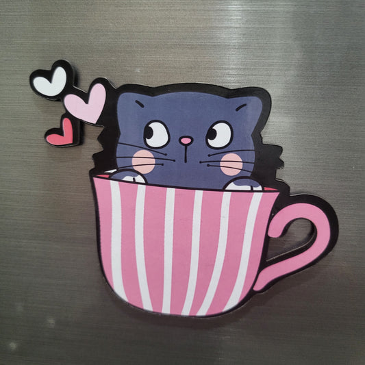 Moderange Cute Cat MDF Fridge Magnet – Decorative Home Decor Item for Cat Lovers & Pet Enthusiasts