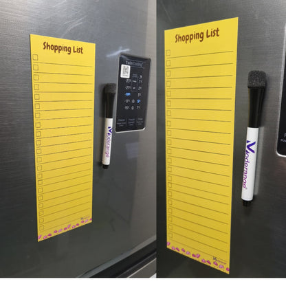 Magnetic Shopping List Fridge Magnet with Full Back Magnet | Magnetic Pen with Duster | Grocery List, to-Do List | Notes | for Home and Office (Yellow Color)