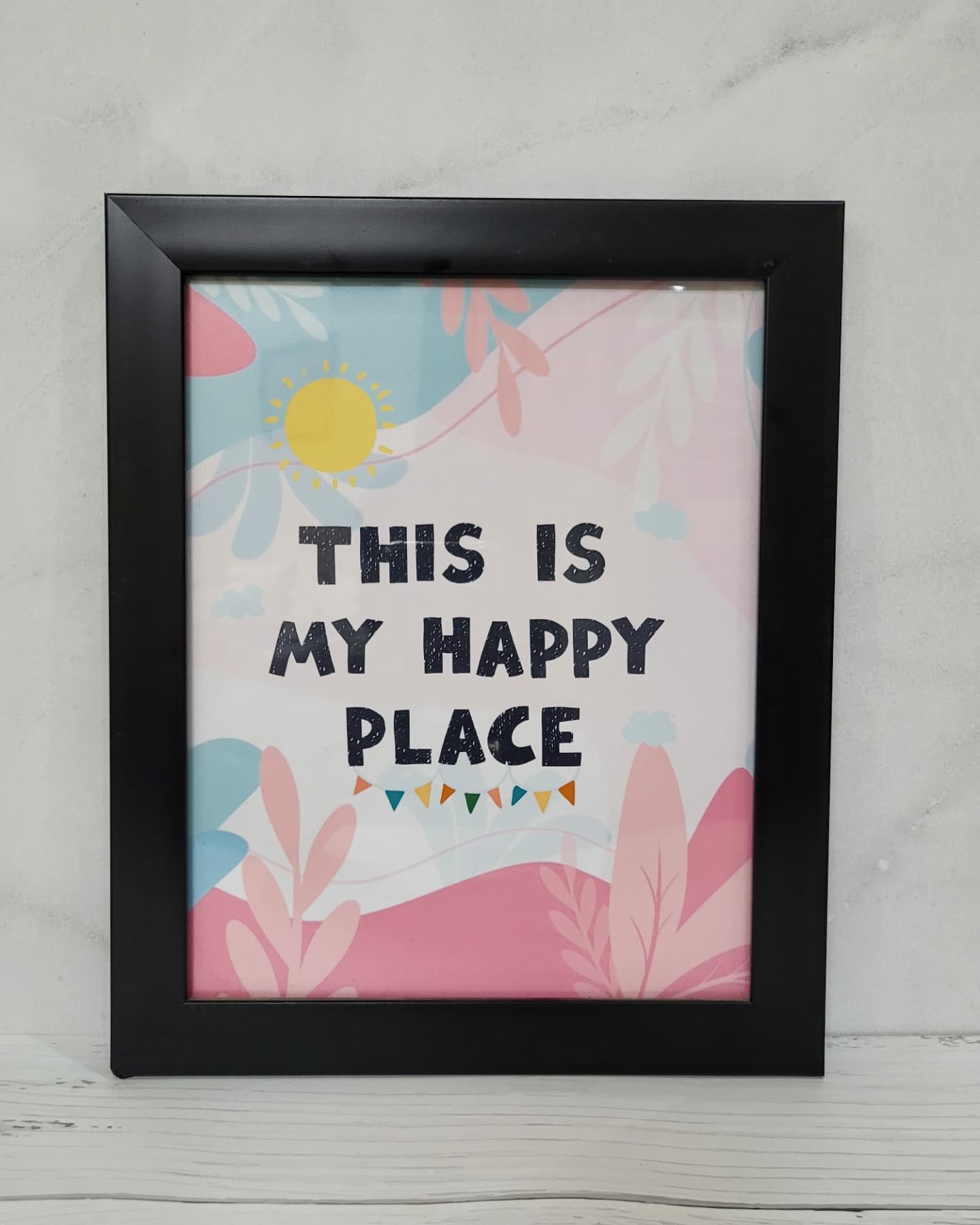 Decorative Wall Frame: 'This is My Happy Place' Modern Wall Frame Decor | Perfect for Living Room, Bedroom, or Office