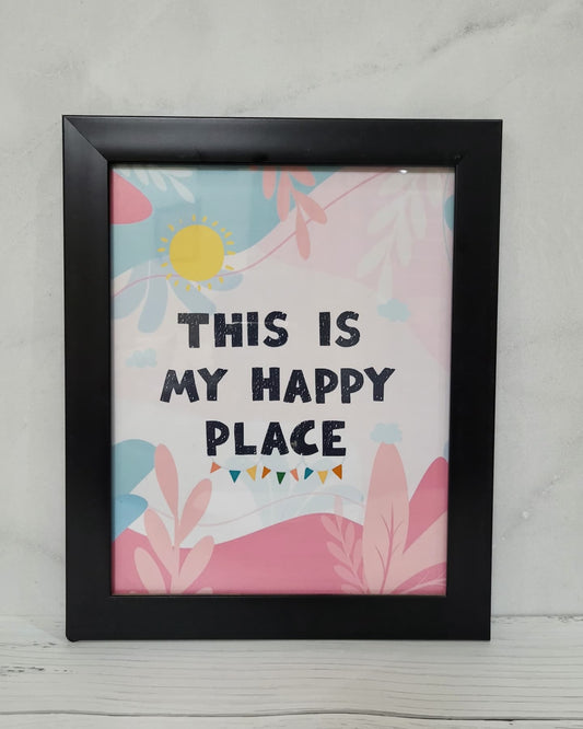 Decorative Wall Frame: 'This is My Happy Place' Modern Wall Frame Decor | Perfect for Living Room, Bedroom, or Office